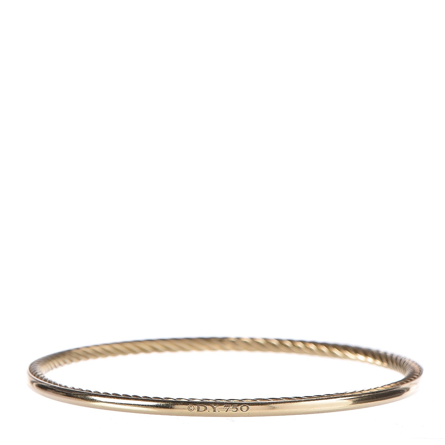David Yurman 18K Yellow Gold 3mm Inside Cable Classic Bangle Bracelet M 3 of 4