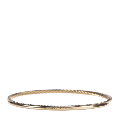 David Yurman 18K Yellow Gold 3mm Inside Cable Classic Bangle Bracelet M 3 of 4