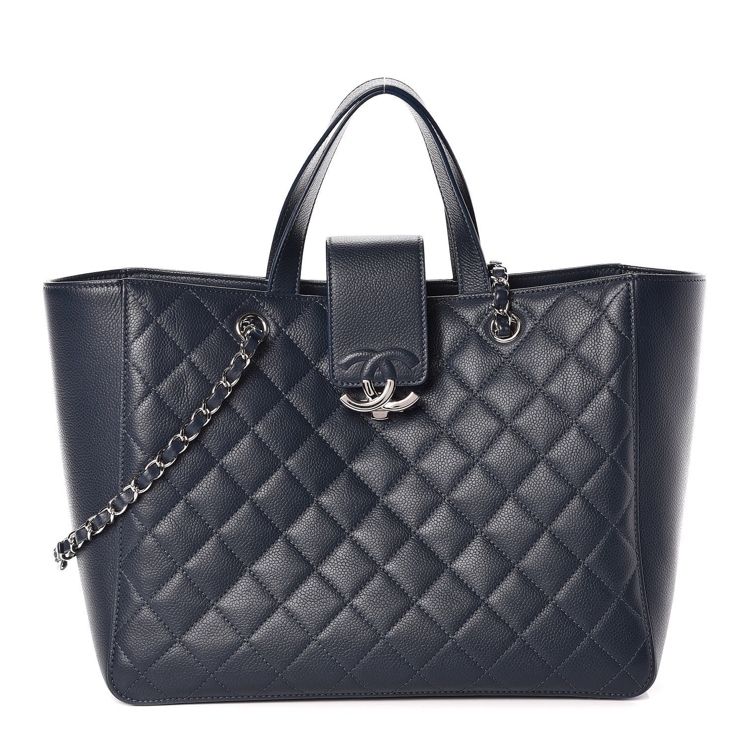 Chanel Caviar Quilted Large CC Box Shopping Tote Navy 1 of 10