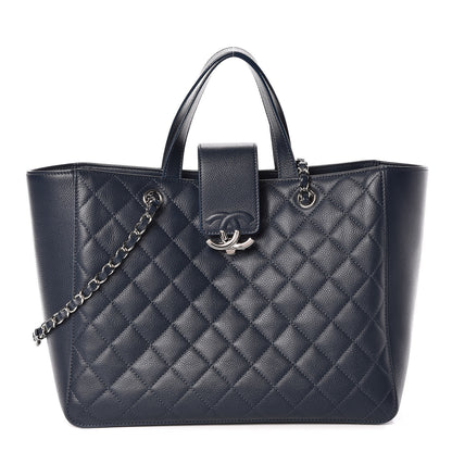 Chanel Caviar Quilted Large CC Box Shopping Tote Navy 1 of 10