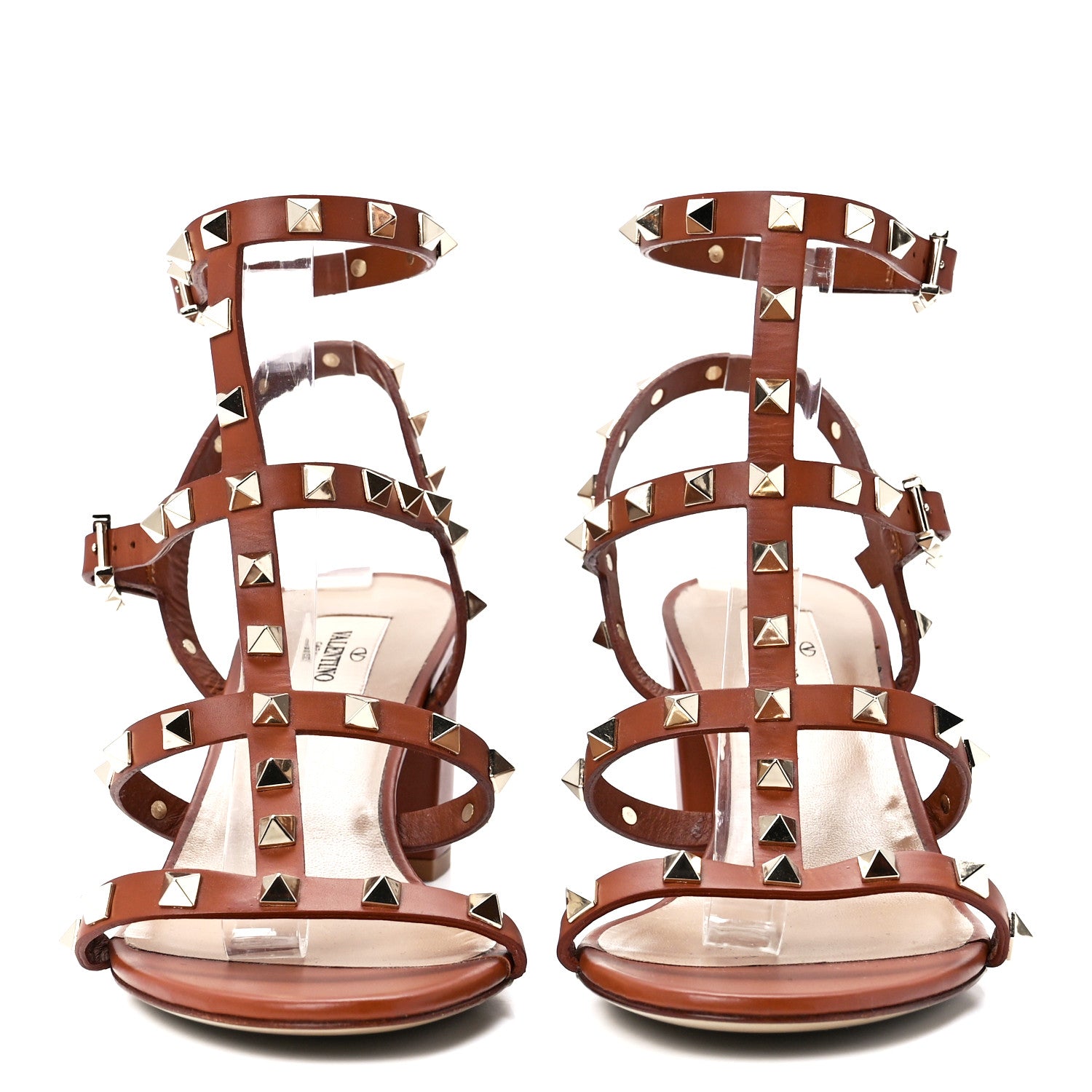 Valentino Garavani Calfskin Rockstud 60mm Caged Sandals 39.5 Light Cuir 2 of 7