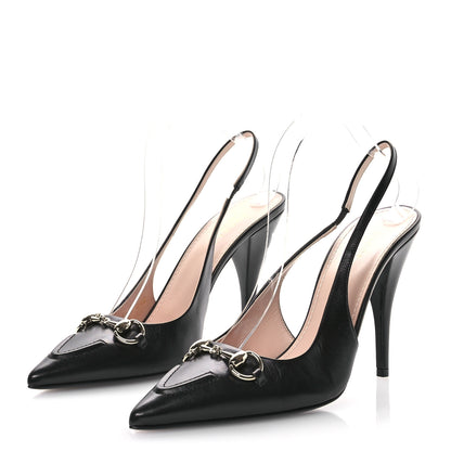 Gucci Malaga Kid Horsebit Erin 105mm Slingback Pumps 40.5 Black 3 of 8