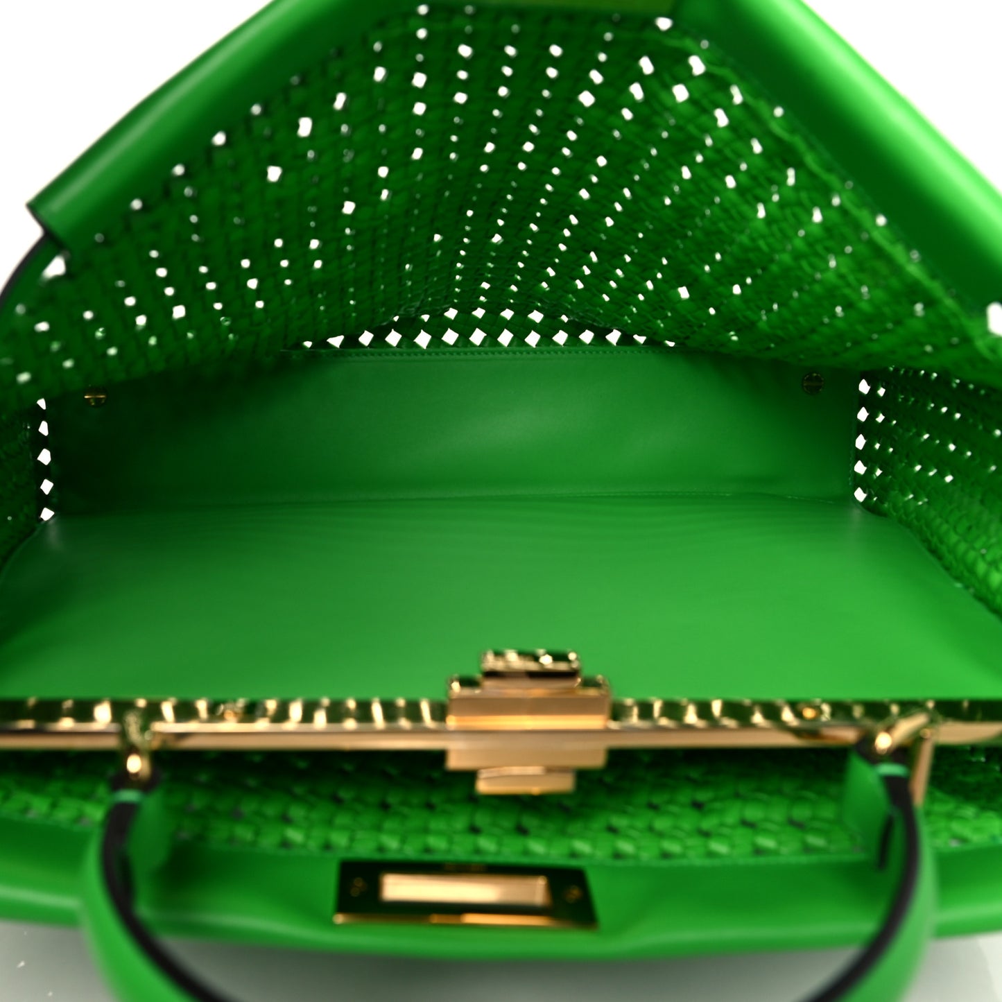 Nappa Matisse Intreccio Large Peekaboo Iconic Satchel Tomatillo