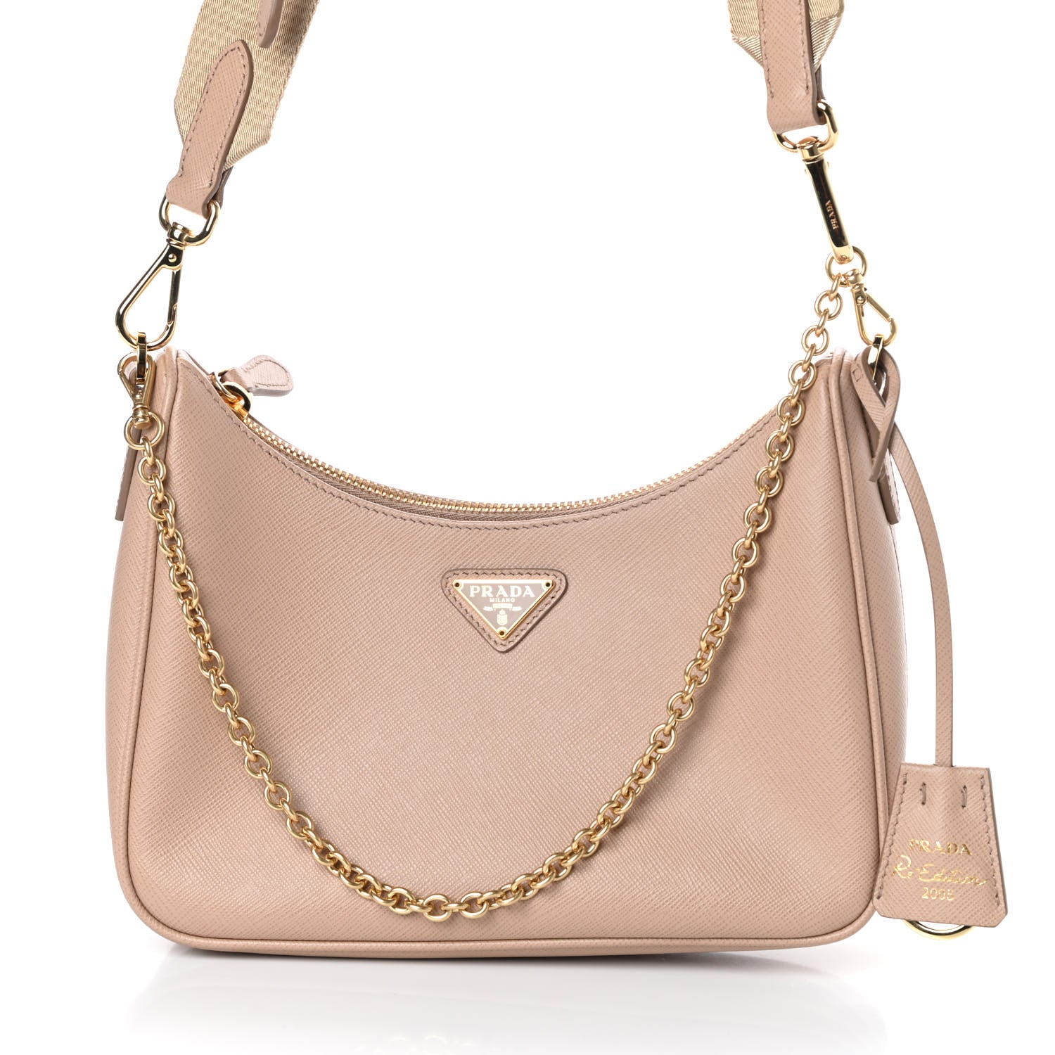 Prada Saffiano Re-Edition 2005 Shoulder Bag Cammeo Beige 7 of 9