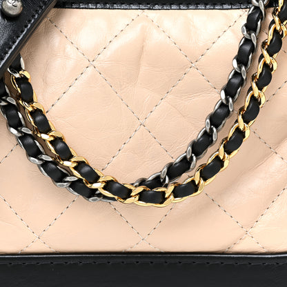 Chanel Aged Calfskin Quilted Small Gabrielle Hobo Beige Black 8 of 11