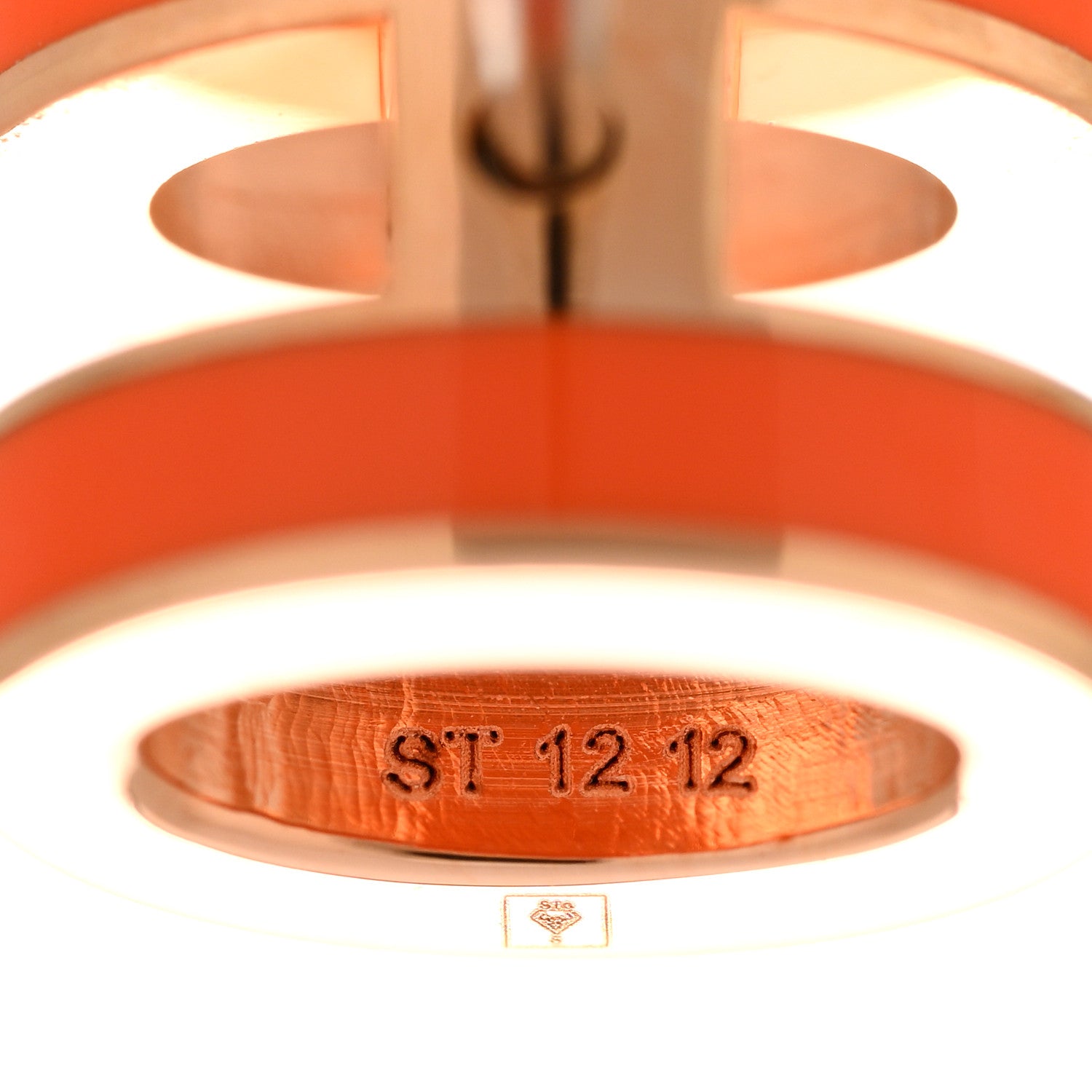 Hermes Rose Gold Lacquered Mini Pop H Earrings Orange Soie 4 of 7