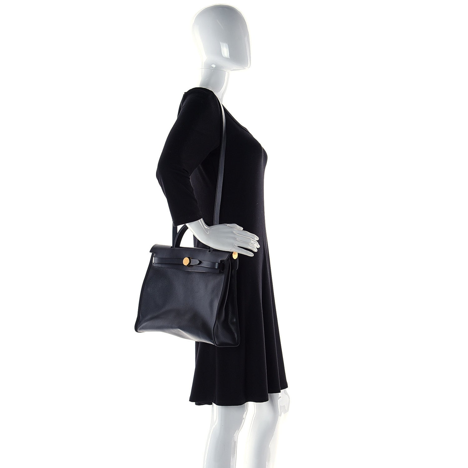 Hermes Toile H Berline Vache Hunter Herbag Zip PM 31 Black Ecru 3 of 7