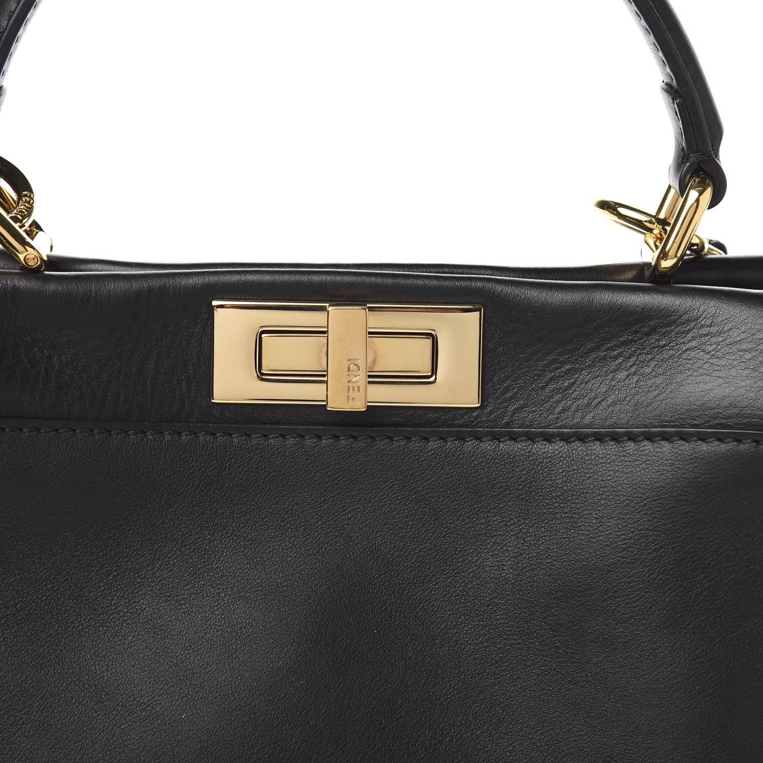 Fendi Vitello Seta Lace Up Medium Peekaboo Iconic Satchel Black 9 of 9