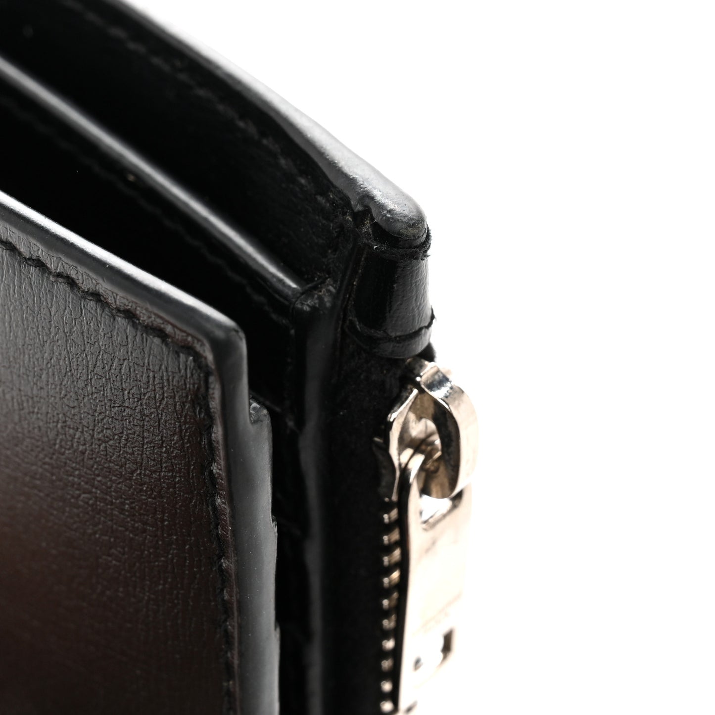 Calfskin Monogram Bi Fold Zipped Wallet Black