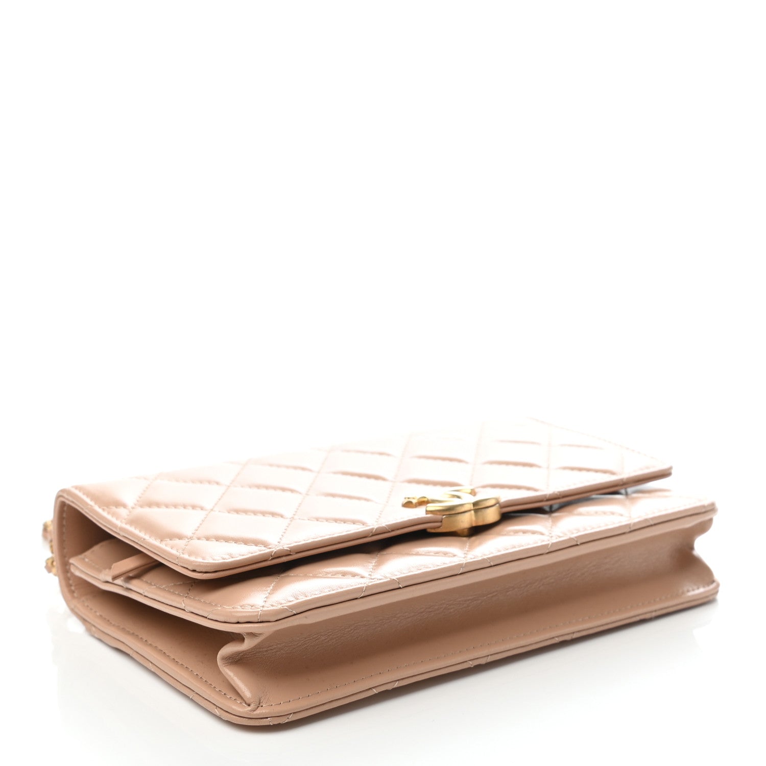 Chanel Calfskin Quilted Perfect Fit Wallet On Chain WOC Beige 4 of 8