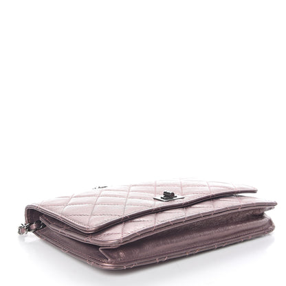 Chanel Metallic Aged Calfskin Quilted Reissue Wallet On Chain WOC Dark Pink 4 of 10