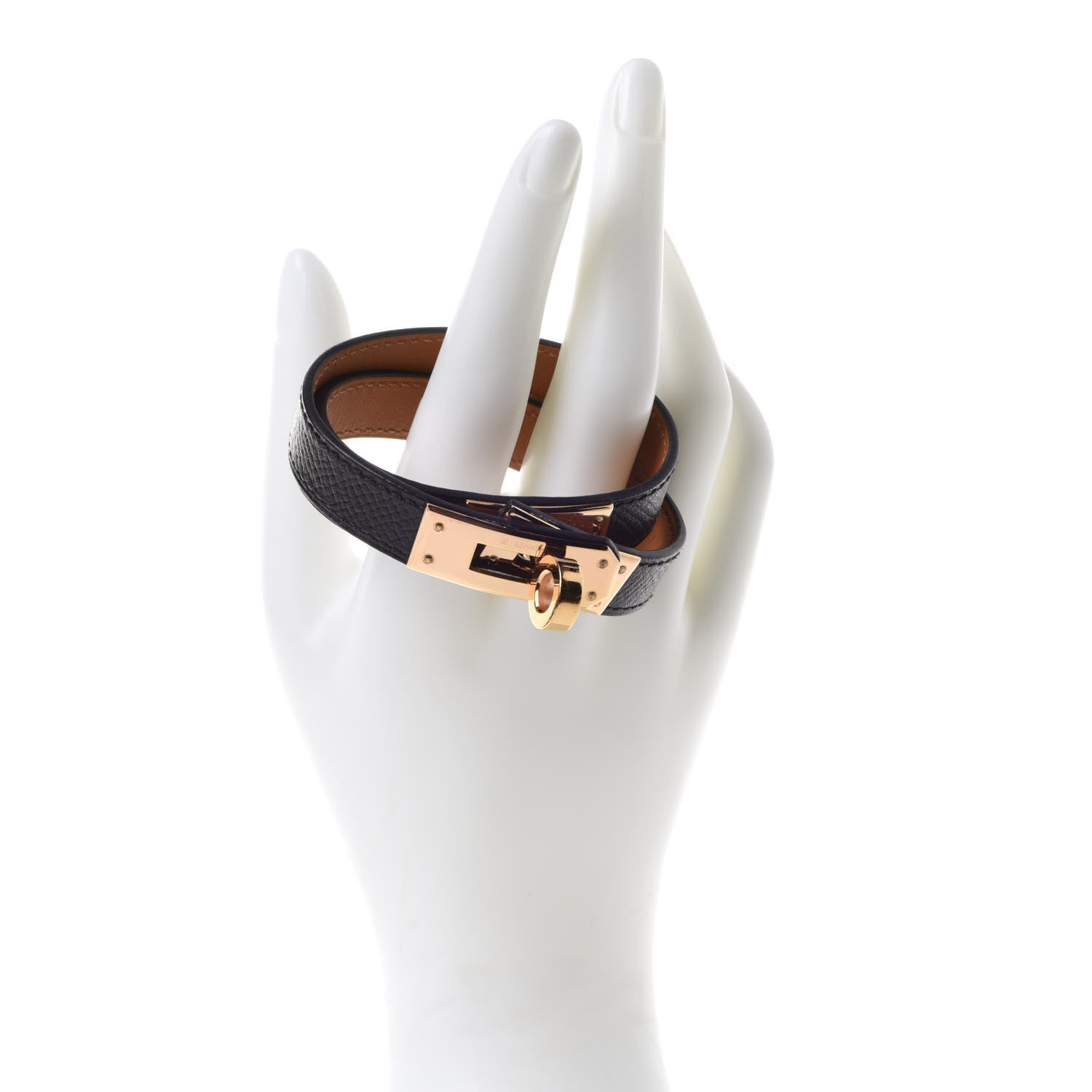 Hermes Epsom Kelly Double Tour Bracelet S Black 2 of 7
