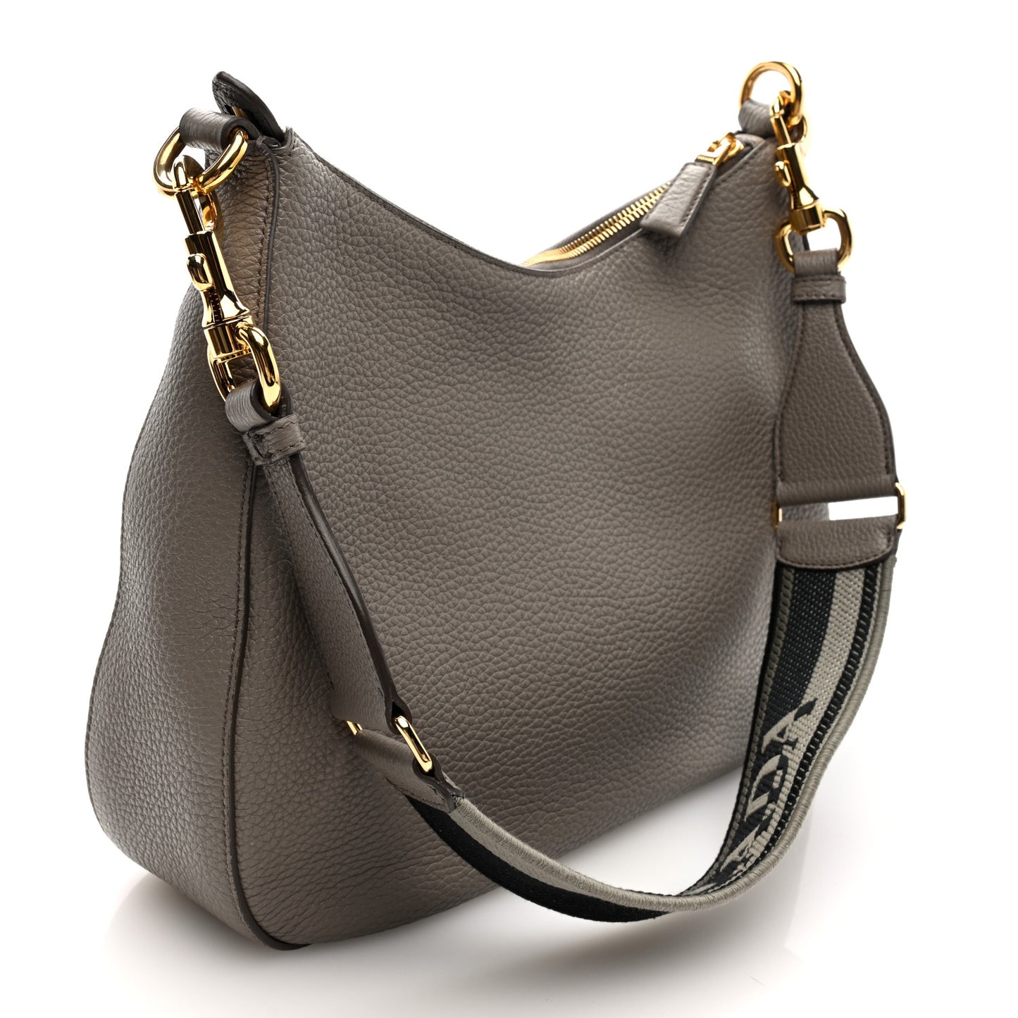 Vitello Daino Soft Large Zippered Messenger Hobo Argilla
