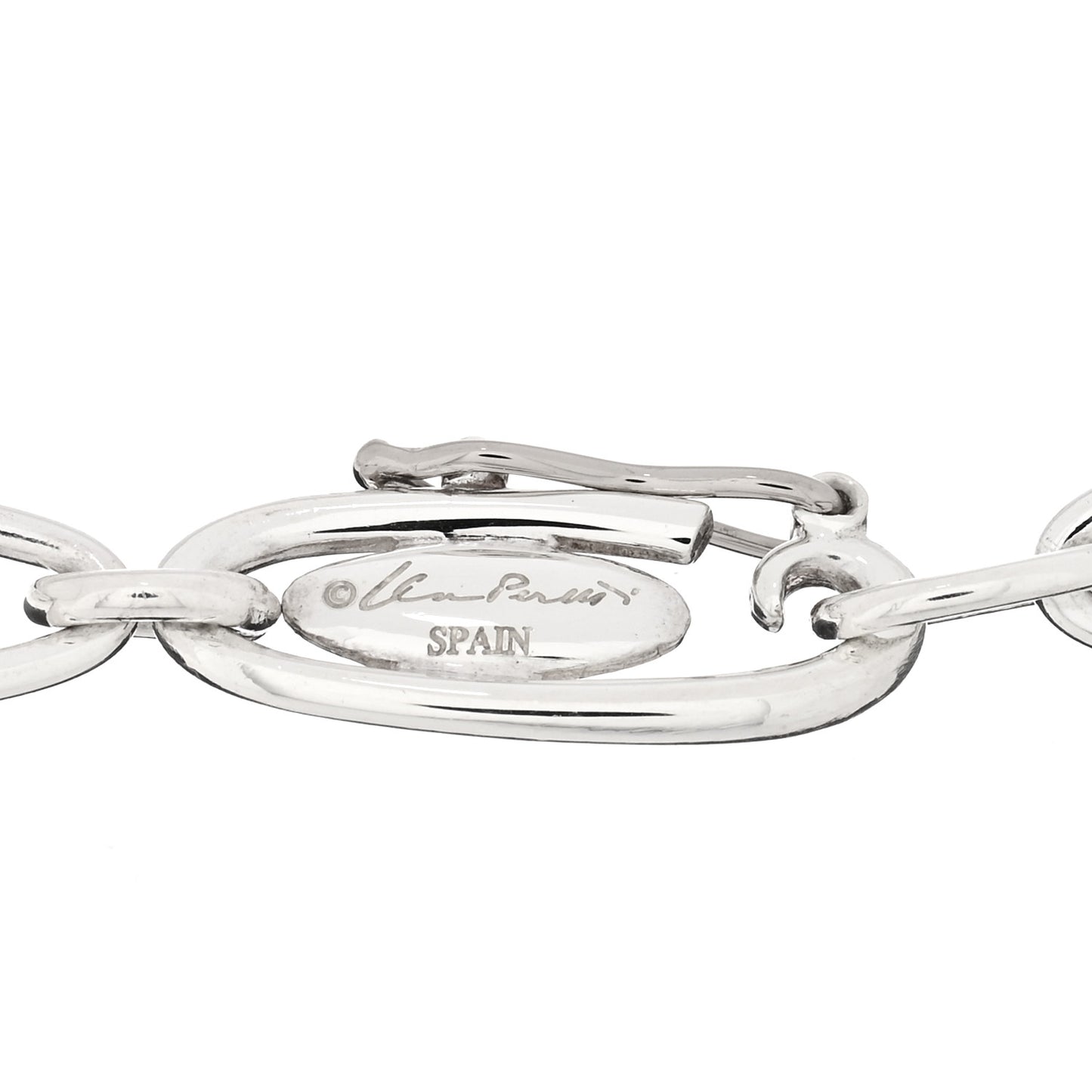 Sterling Silver Elsa Peretti Open Heart Oval Link Charm Bracelet