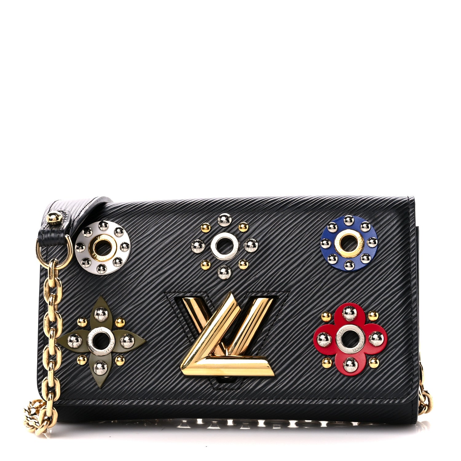 Louis Vuitton Epi Mechanical Flowers Twist Chain Wallet Black 1 of 10