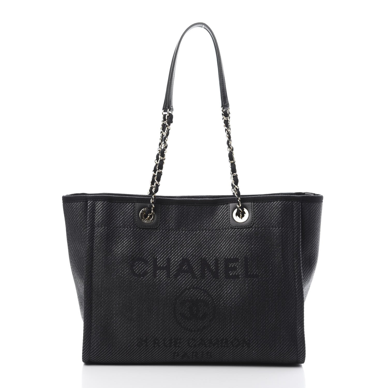 Chanel Mixed Fibers Calfskin Small Deauville Tote Black 1 of 10