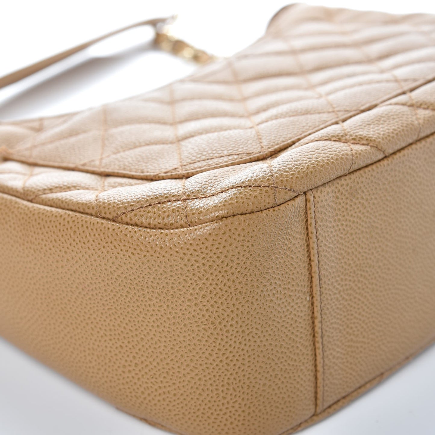 Caviar Quilted Timeless CC Shoulder Bag Beige