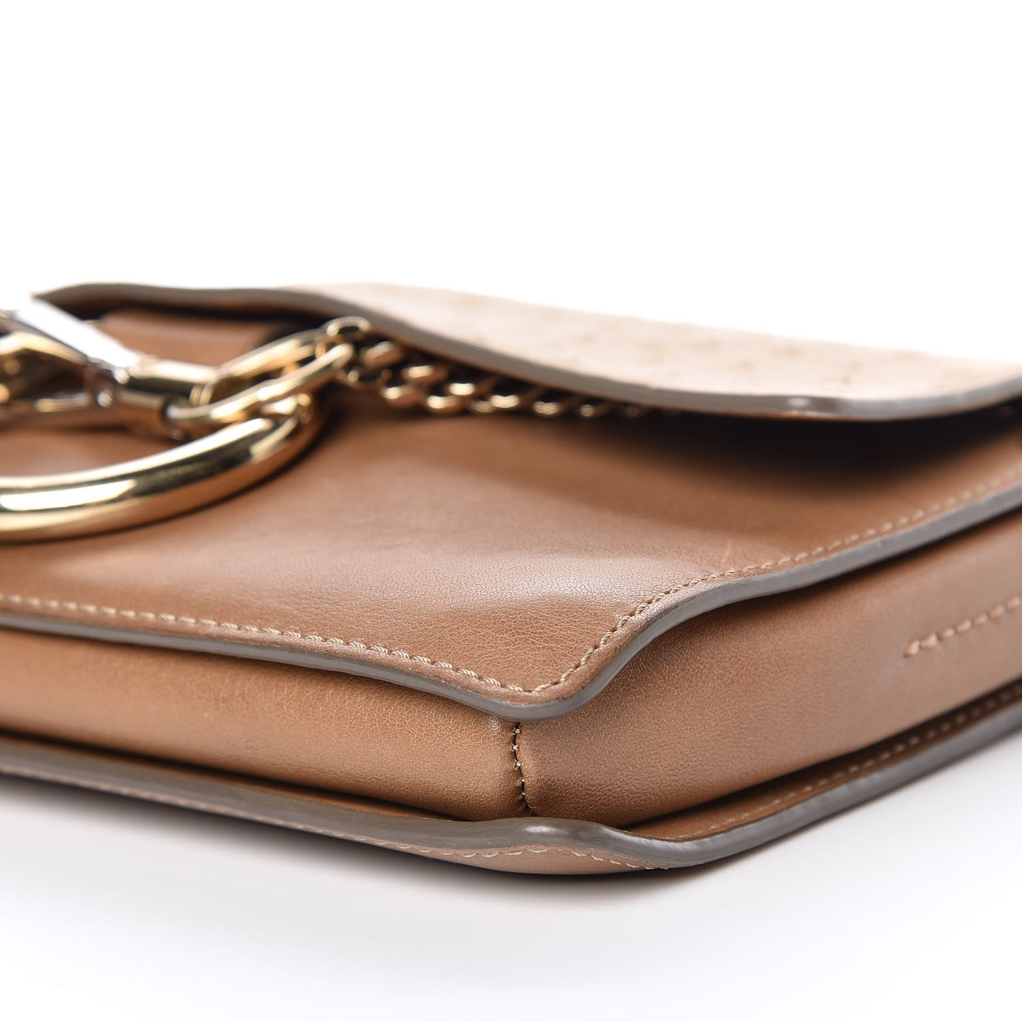 Ostrich Calfskin Small Faye Shoulder Bag Light Brown