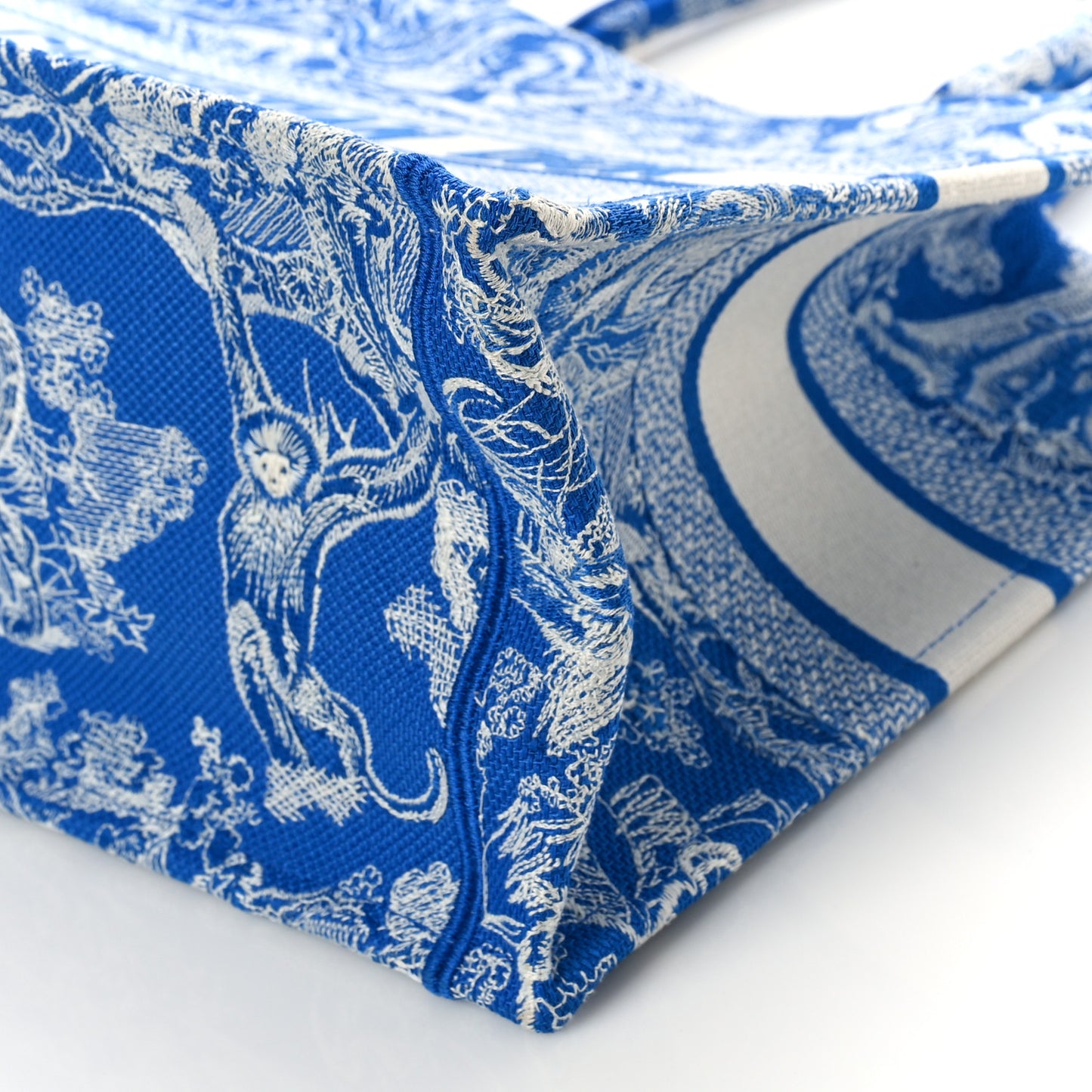 Canvas Embroidered Medium Dioriviera Toile De Jouy Book Tote Fluorescent Blue