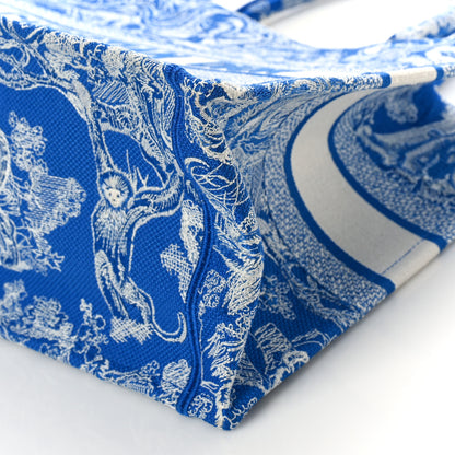 Christian Dior Canvas Embroidered Medium Dioriviera Toile De Jouy Book Tote Fluorescent Blue 8 of 8