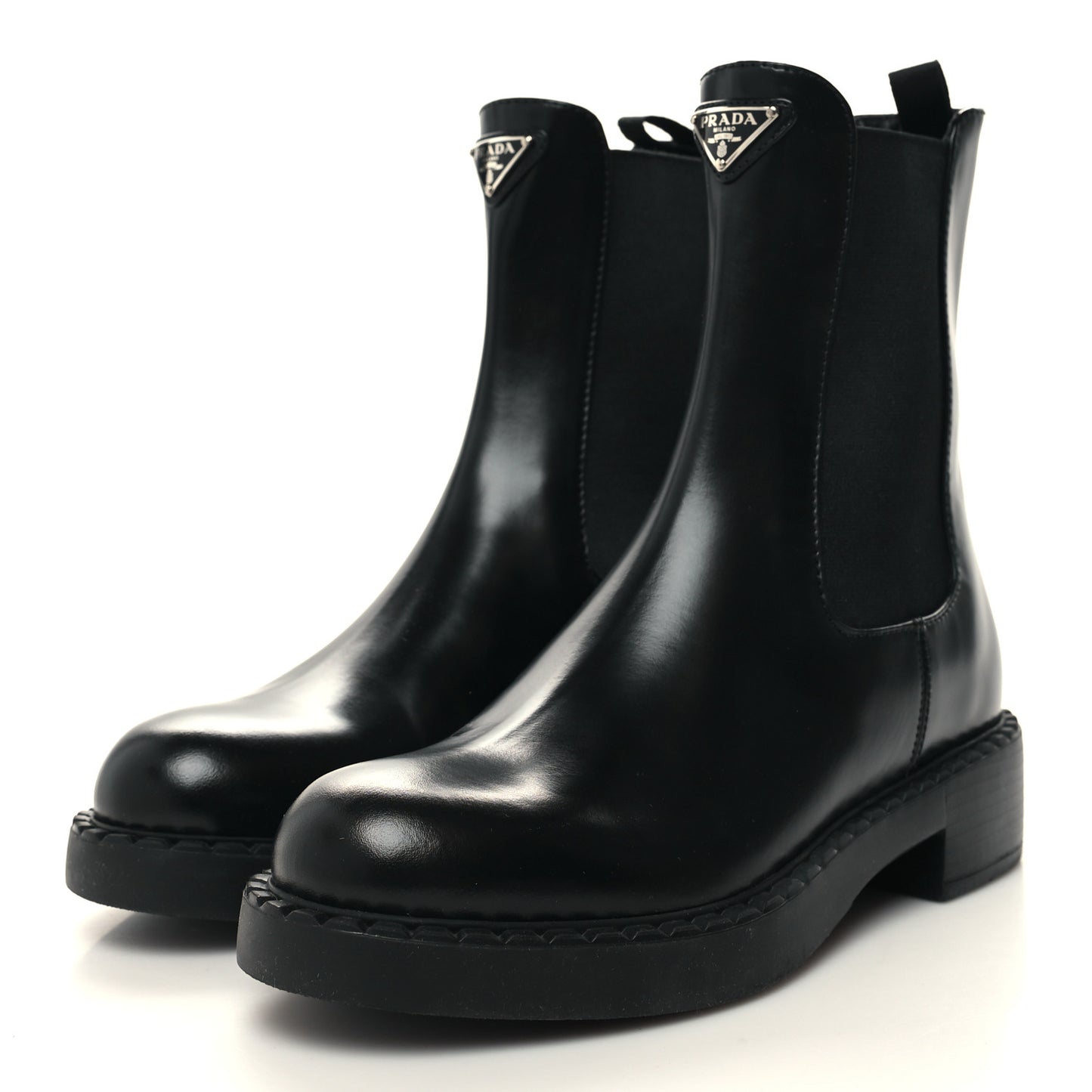 Spazzolato Metal Triangle Logo 50mm Chelsea Boots 38 Black