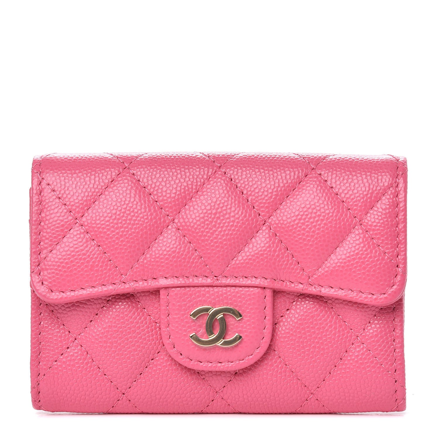 Chanel Caviar Quilted Flap Card Holder Wallet Pink 1 of 9
