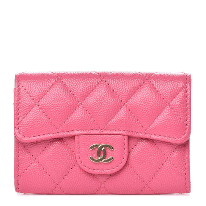Chanel Caviar Quilted Flap Card Holder Wallet Pink 1 of 9