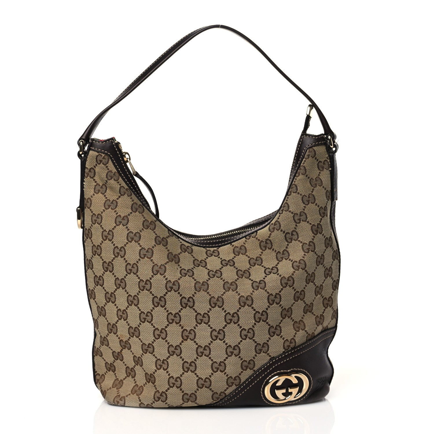 Gucci Monogram Medium New Britt Hobo Dark Brown 1 of 12