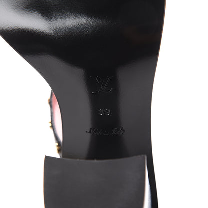 Louis Vuitton Calfskin Monogram Passenger Heeled Sandals 39 Black Rose 6 of 7