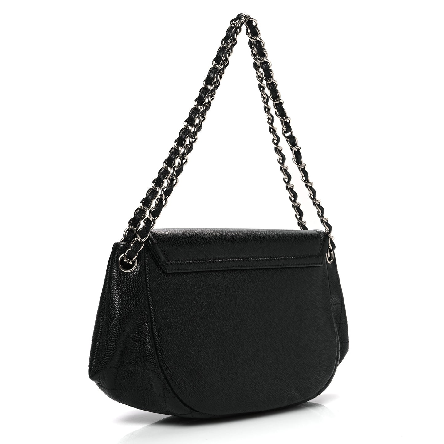Caviar Half Moon Large Flap Black