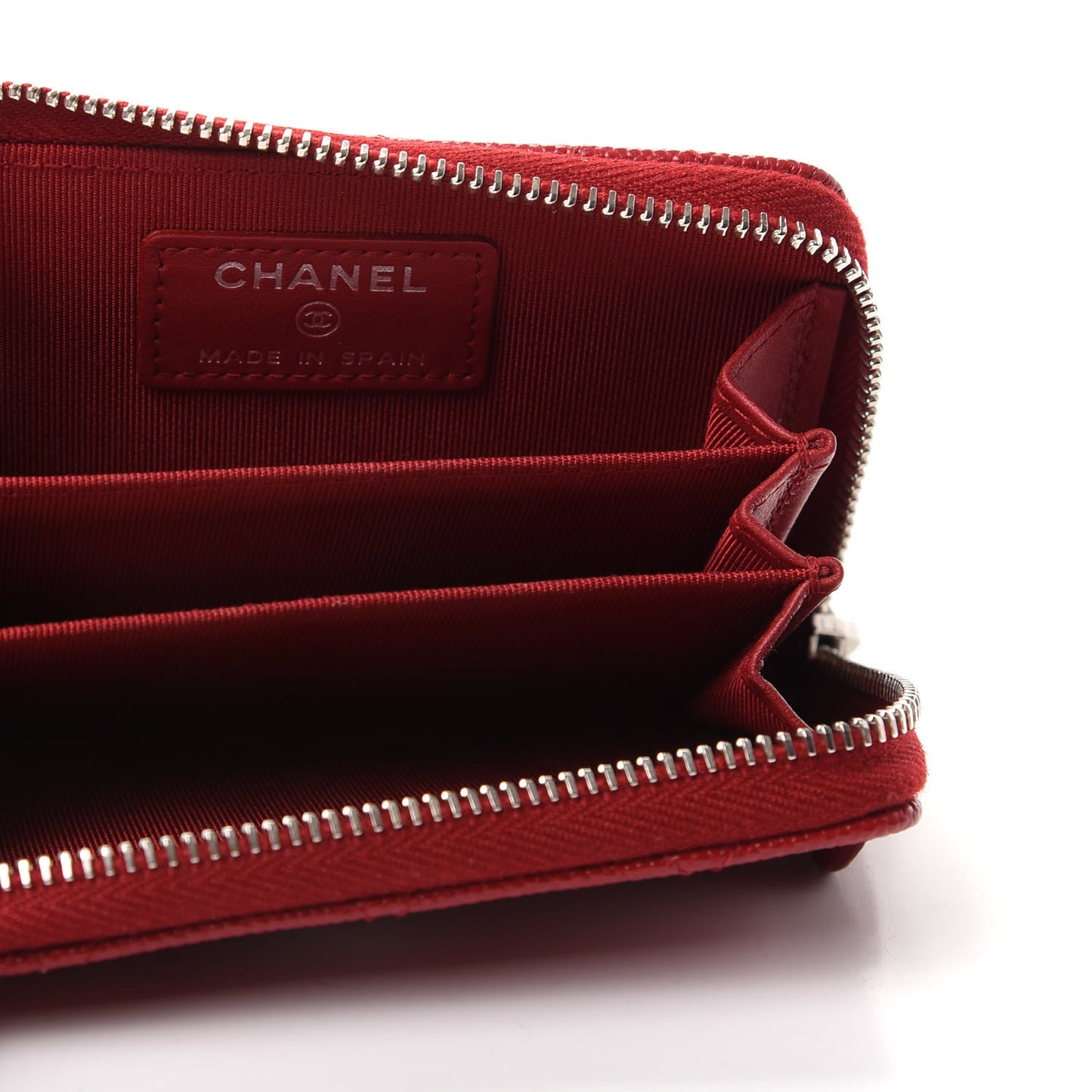 Caviar Quilted Zip Coin Purse Red