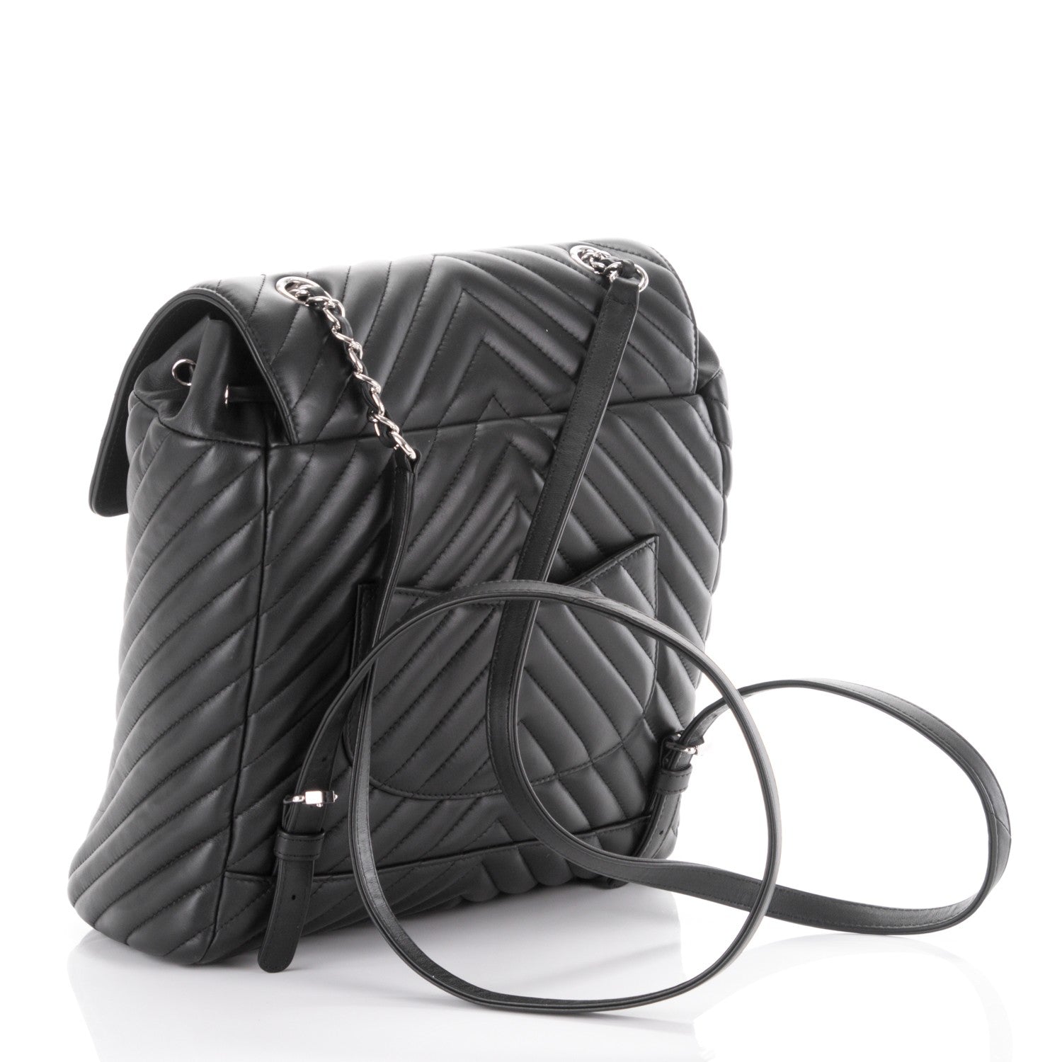 Chanel Calfskin Chevron Quilted Large Urban Spirit Backpack Black 3 of 7