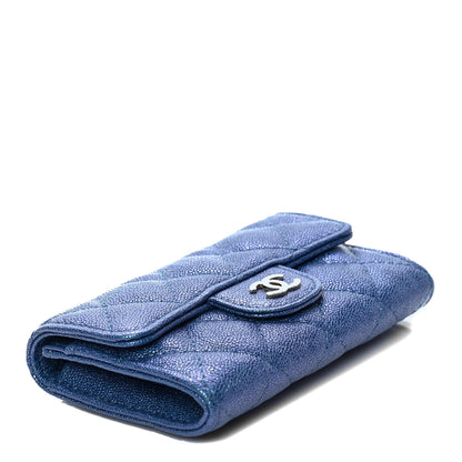 Chanel Iridescent Caviar Quilted Flap Card Holder Dark Blue 3 of 4