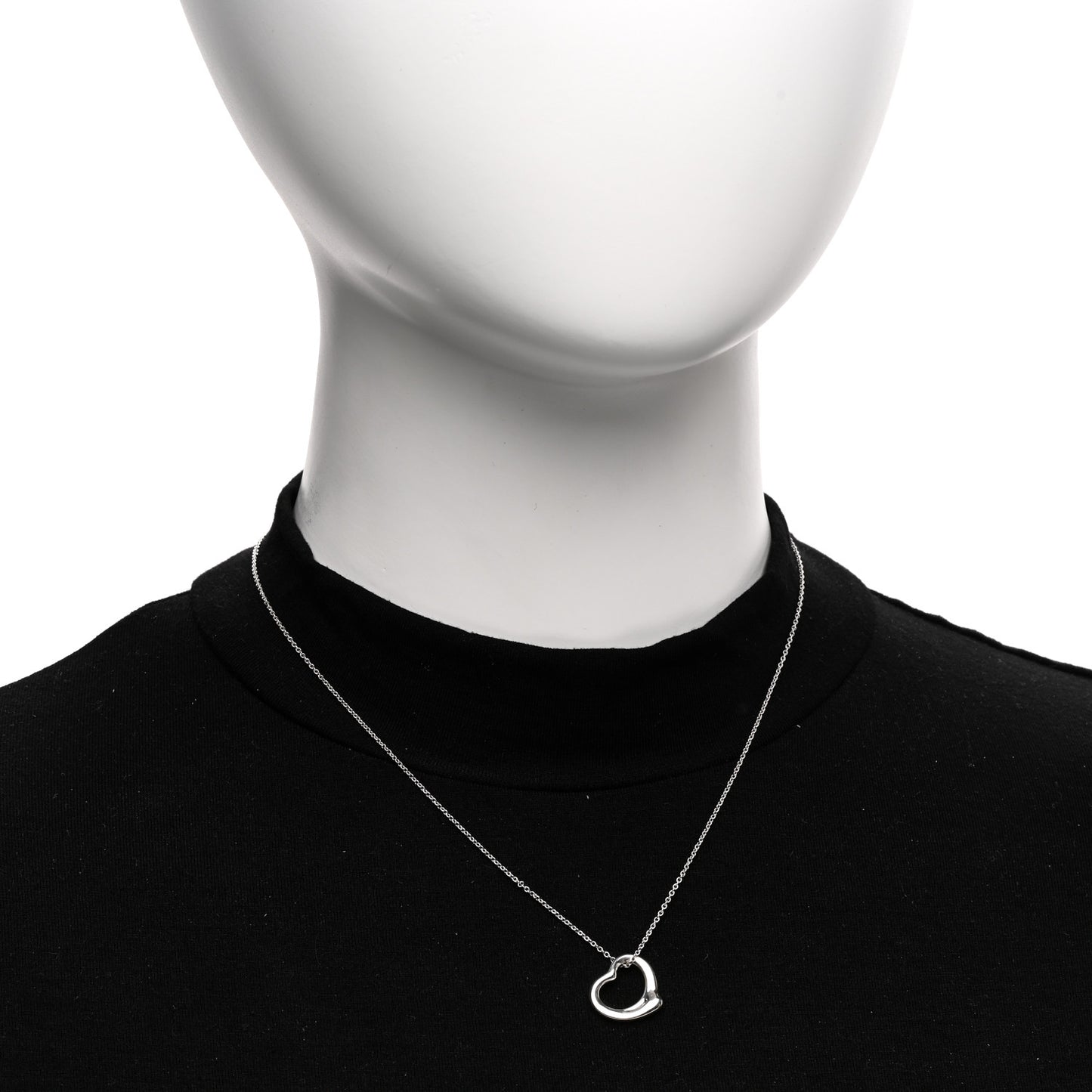 Sterling Silver 16mm Elsa Peretti Open Heart Pendant Necklace
