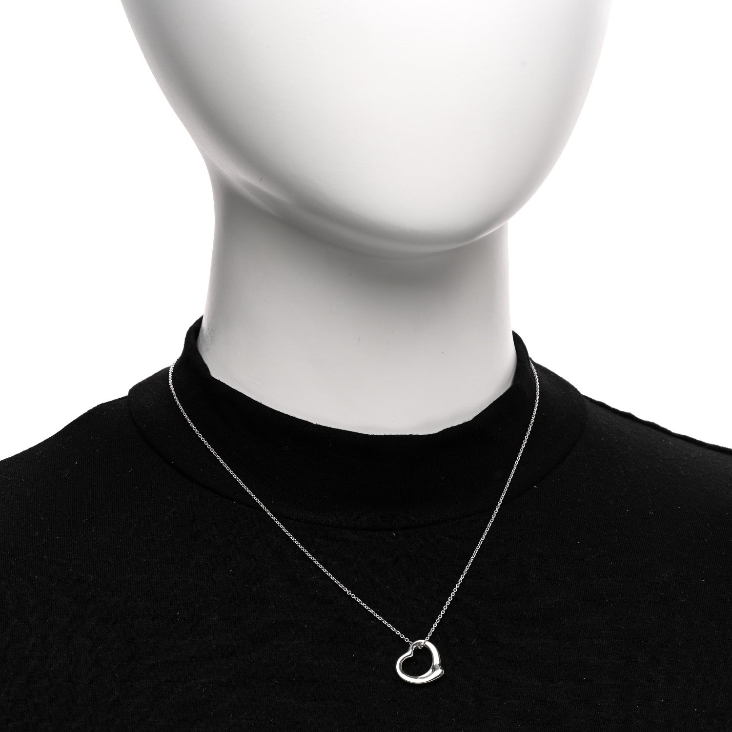 Tiffany Sterling Silver 16mm Elsa Peretti Open Heart Pendant Necklace 2 of 4