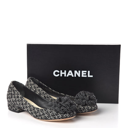 Chanel Tweed Camellia Ballerina Flats 36 Black 8 of 8