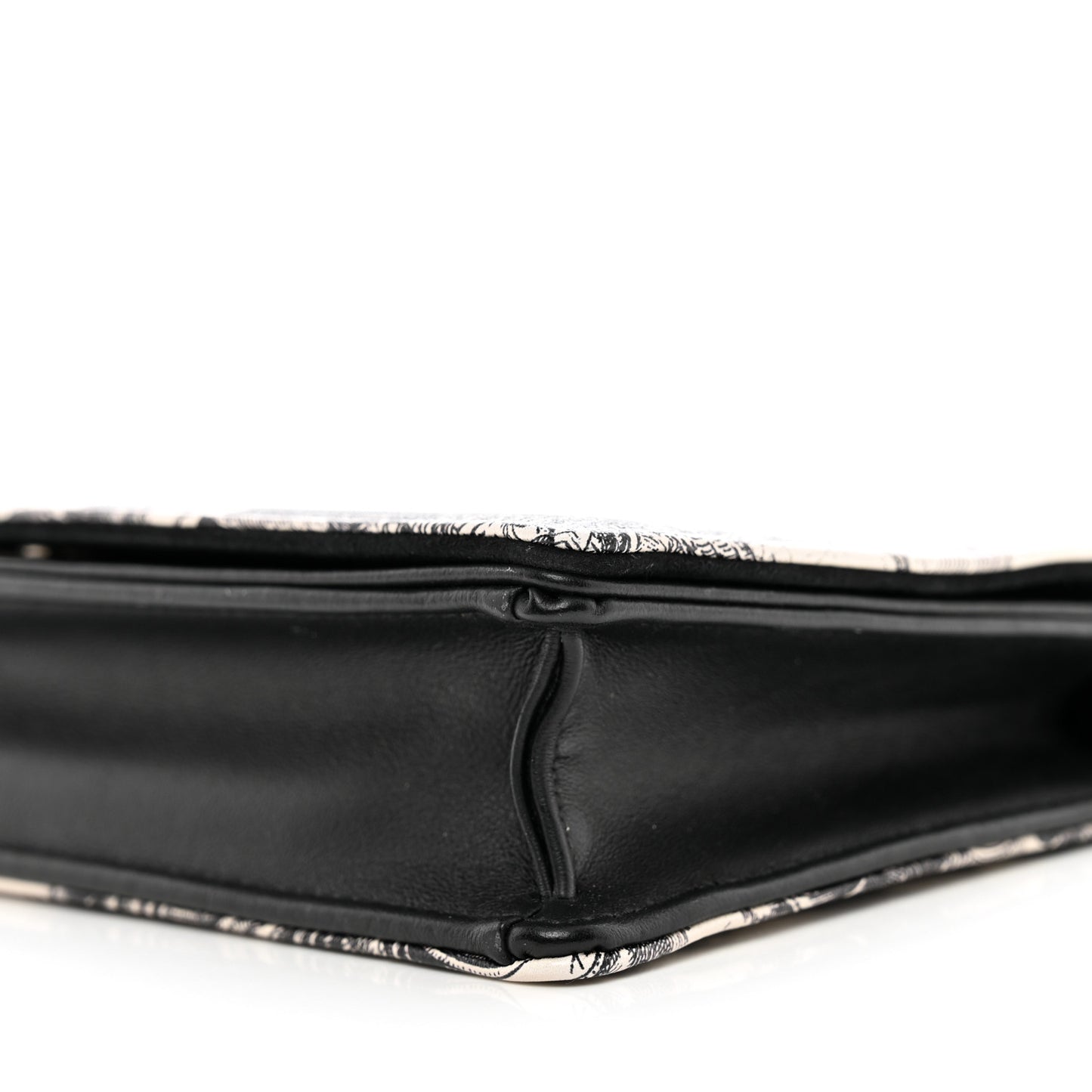 Calfskin Toile de Jouy Carnivora Wallet On Chain Pouch White