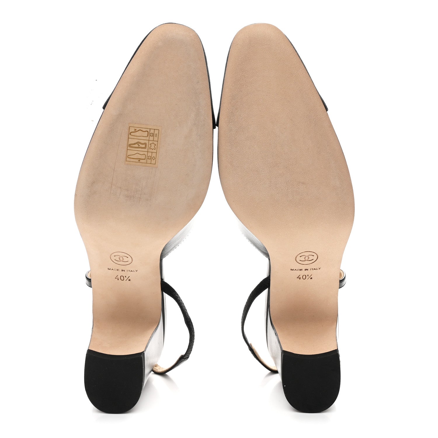 Chanel Goatskin Grosgrain Cap Toe CC Slingback Pumps 40.5 Black 6 of 10