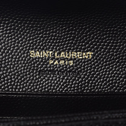Saint Laurent Grain De Poudre Matelasse Chevron Small Monogram Envelope Wallet Black 6 of 7