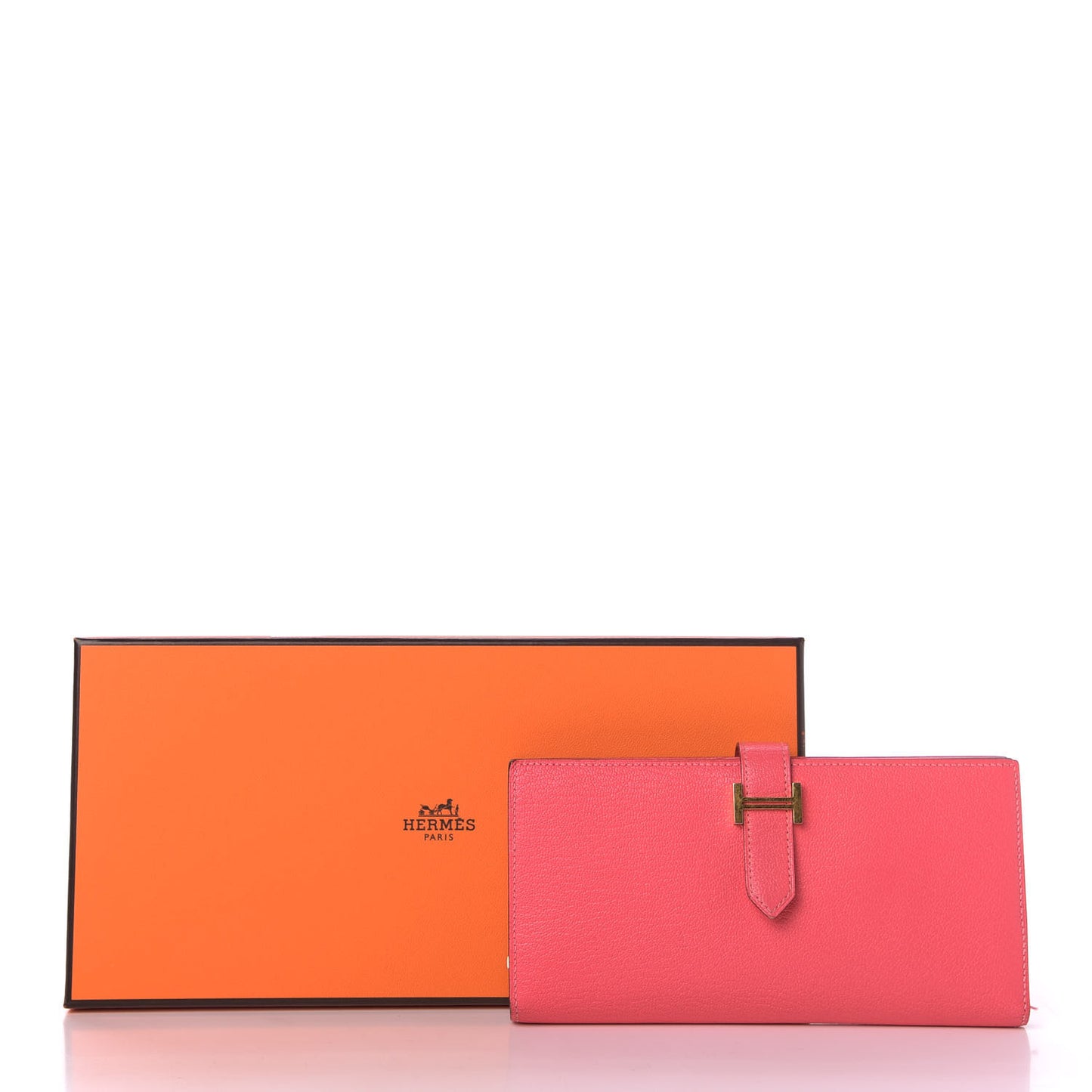 Chevre Mysore Bearn Gusset Wallet Rose Azalee