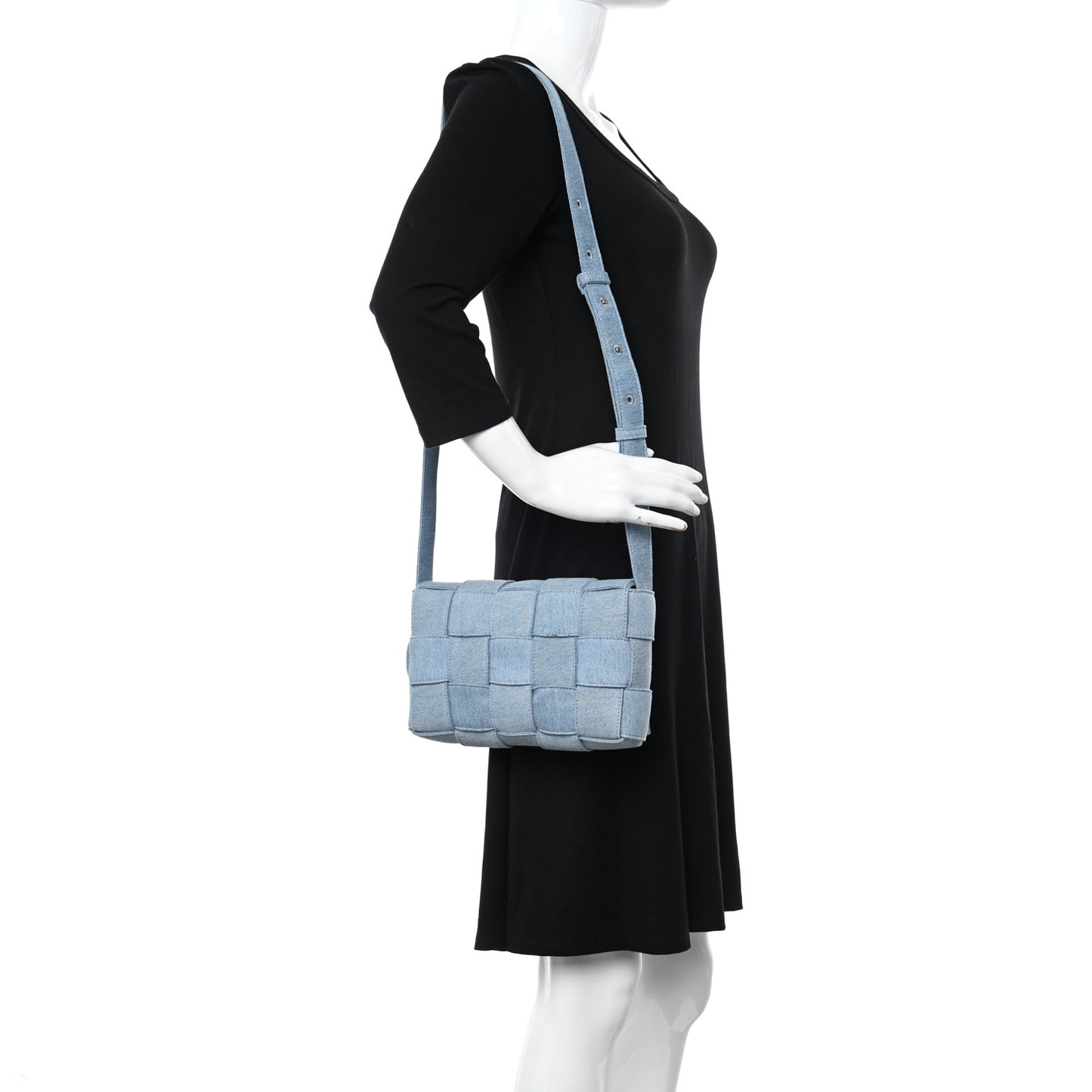 Denim Maxi Intrecciato Cassette Crossbody Bag Blue