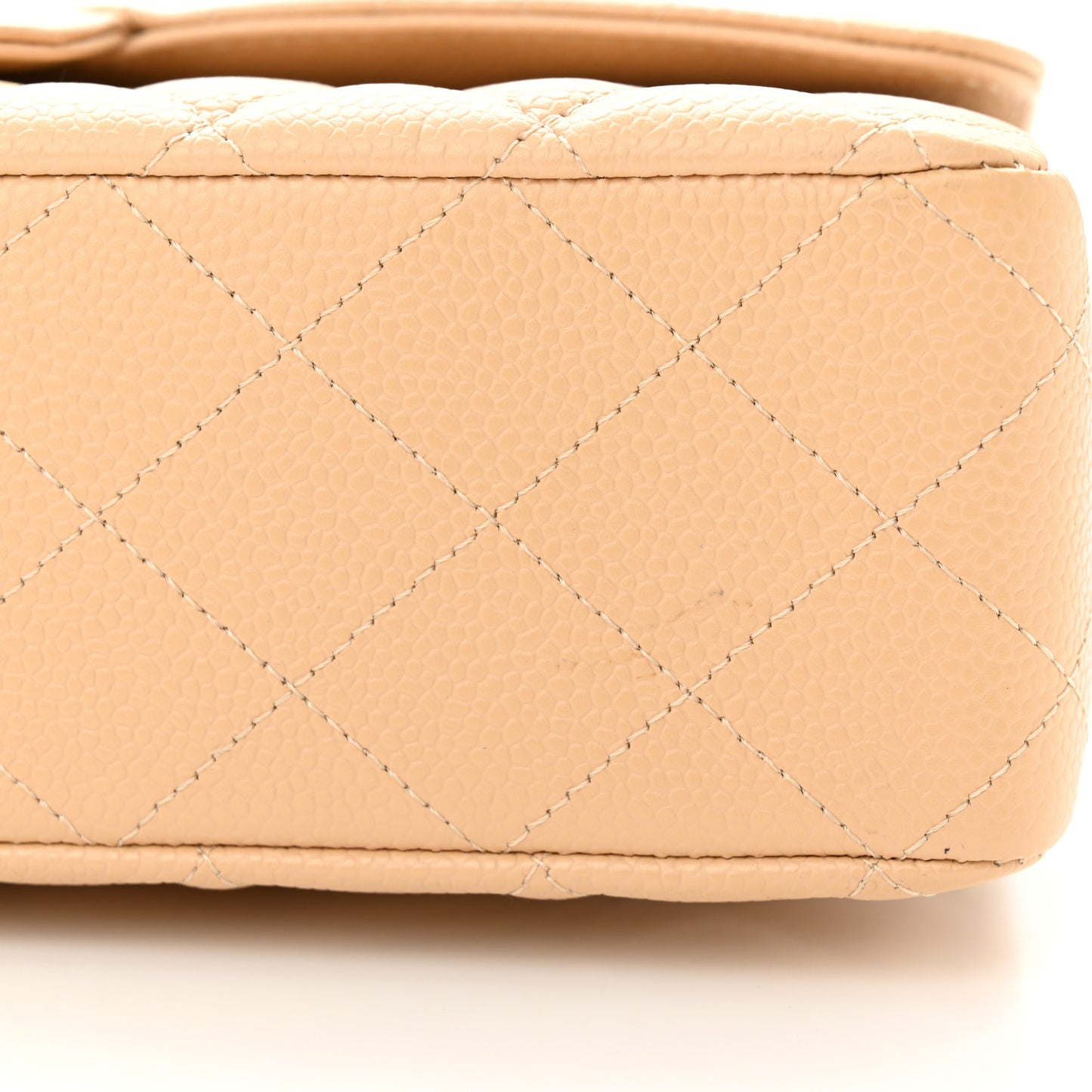 Caviar Quilted Medium Double Flap Beige