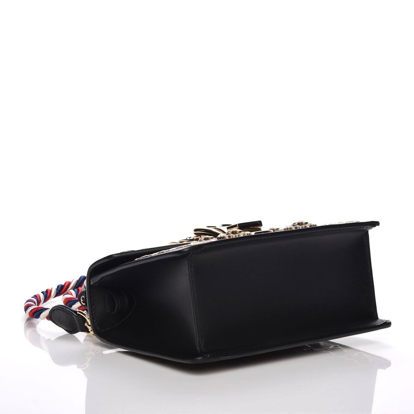 Calfskin Animal Studs Mini Sylvie Top Handle Bag Black