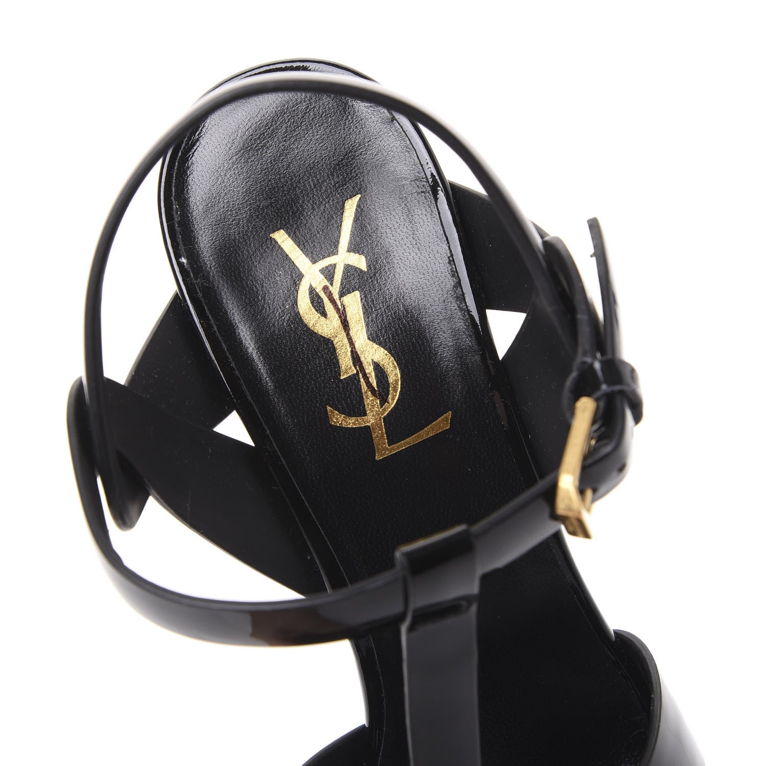 Saint Laurent Patent Tribute 75 Platform Sandals 38.5 Black 7 of 8