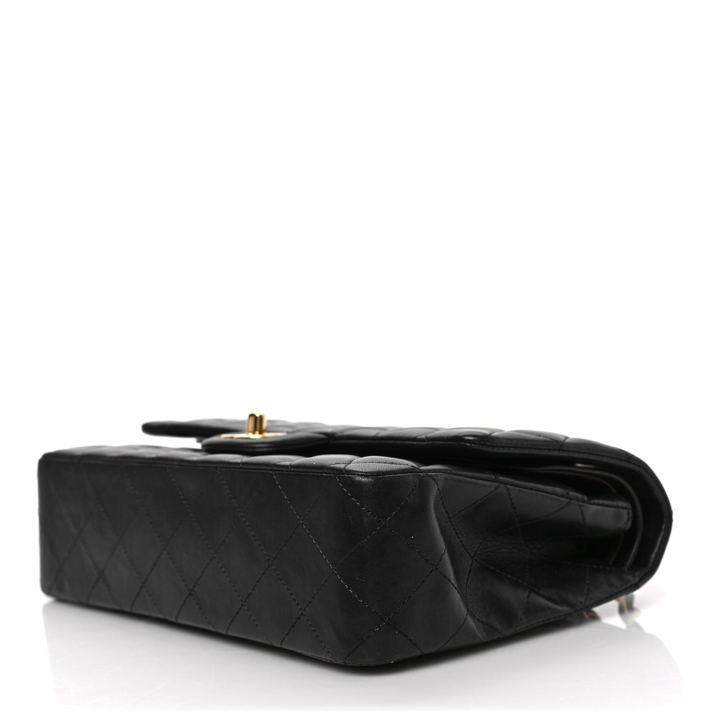 Lambskin Quilted Medium Double Flap Black