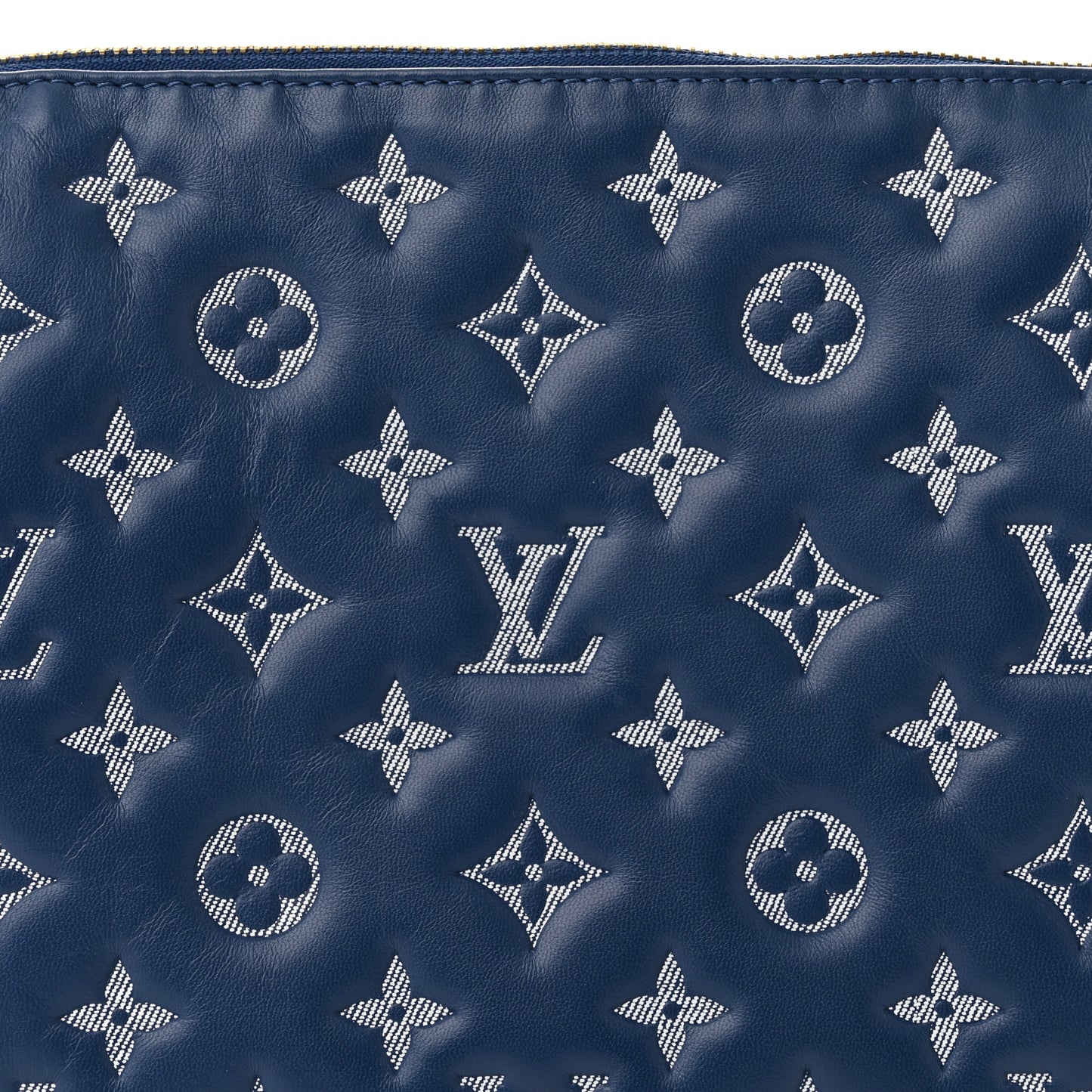 Lambskin Embossed Monogram Coussin PM Denim Blue