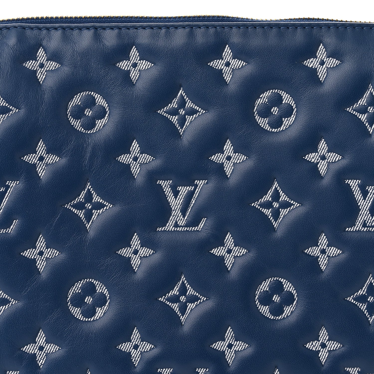 Louis Vuitton Lambskin Embossed Monogram Coussin PM Denim Blue 8 of 11