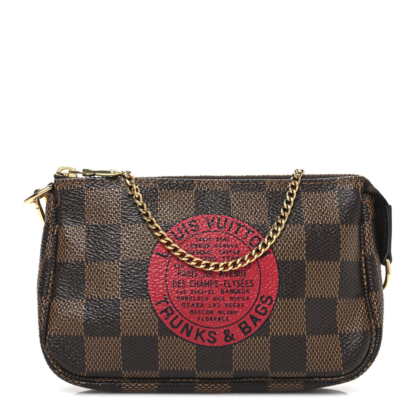 Damier Ebene Complice Trunks and Bags Mini Pochette Accessories Red