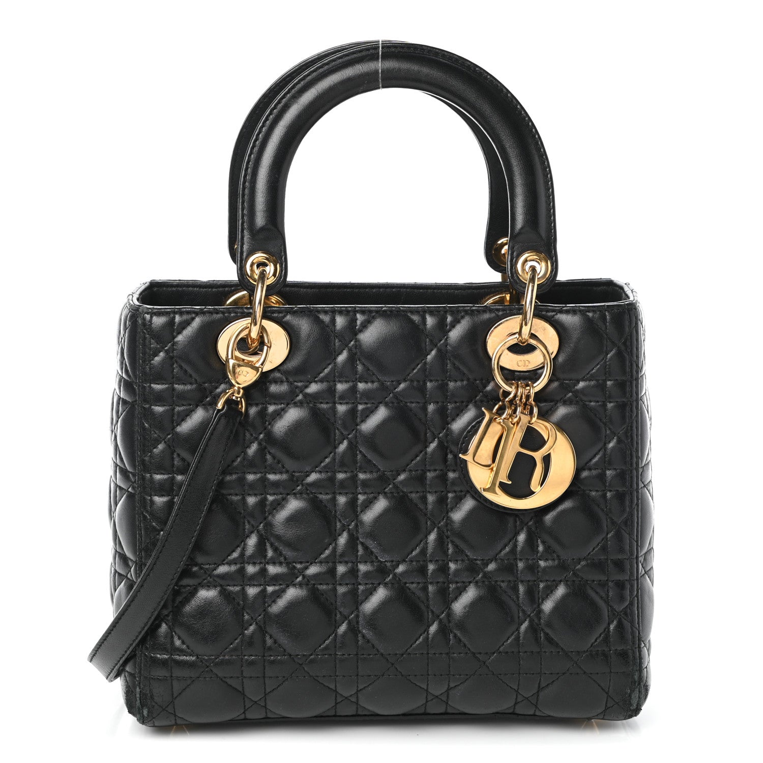 Christian Dior Lambskin Cannage Medium Lady Dior Black 1 of 9