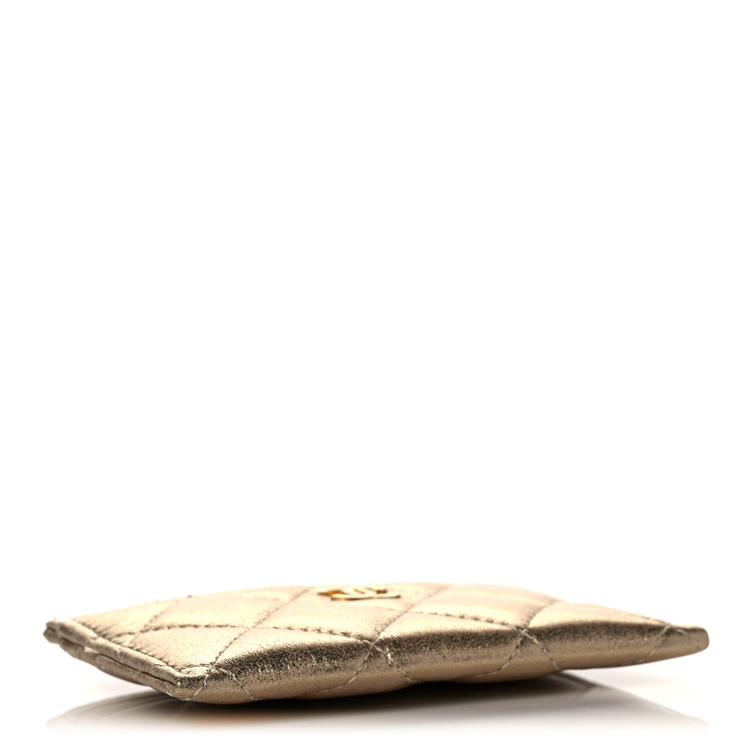 Chanel Metallic Lambskin Quilted CC Card Holder Gold 4 of 10